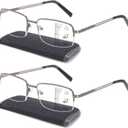 SKYOAK Premium 2 PACK Durable Progressive Multifocus Reading Glasses Men Blue Light Blocking Computer Reader