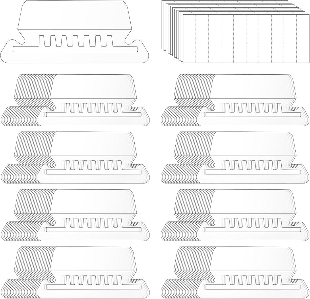 200 Pcs Hanging File Folder Tabs and 200 Pcs 2 Inch Inserts Labels, Plastic File Folder Tabs for Hanging Folders Files (Transparent)