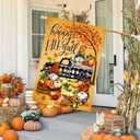 Hello Fall Gnomes Thanksgiving Pumpkin Autumn Holiday Yard & Garden Flag Set - 2 House Flags (28 x 40) & 2 Garden Flags (12x18) Double Sided