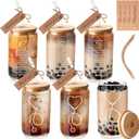 Skylety 6 Sets Nurse Gifts for Women 16 oz Can Shaped Glass Cup with Lid and Straw Thank You Tag Nurse Week Appreciation Gift for Graduation Nurse's Day Birthday School Supplies