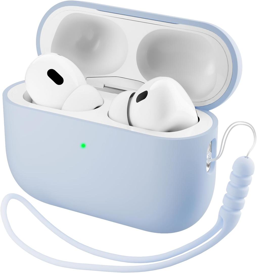 ORNARTO Compatible with AirPods Pro 3 Case 2025, Full Protective Hybrid Silicone for AirPods Pro 3rd Generation Case, Front LED Visible Skin Cover-Baby Blue