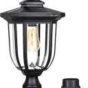KMC KMC Lighting, Solar Post Light Outdoor Waterproof Aluminum Solar Lamp Post Light 220LM Black for Lawn Yard Pathway Garden Entryways Driveway Balcony Post Decoration