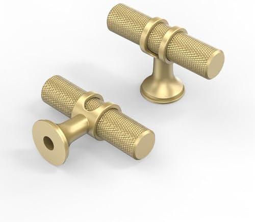 Asidrama 10 Pack Brushed Gold Kitchen Cabinet Knobs Cabinet Hardware Zinc Knobs for Dresser Drawers 4451