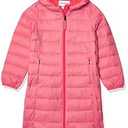 Amazon Essentials Girls and Toddlers' Long Lightweight Hooded Puffer Jacket (3T, Bright Pink)