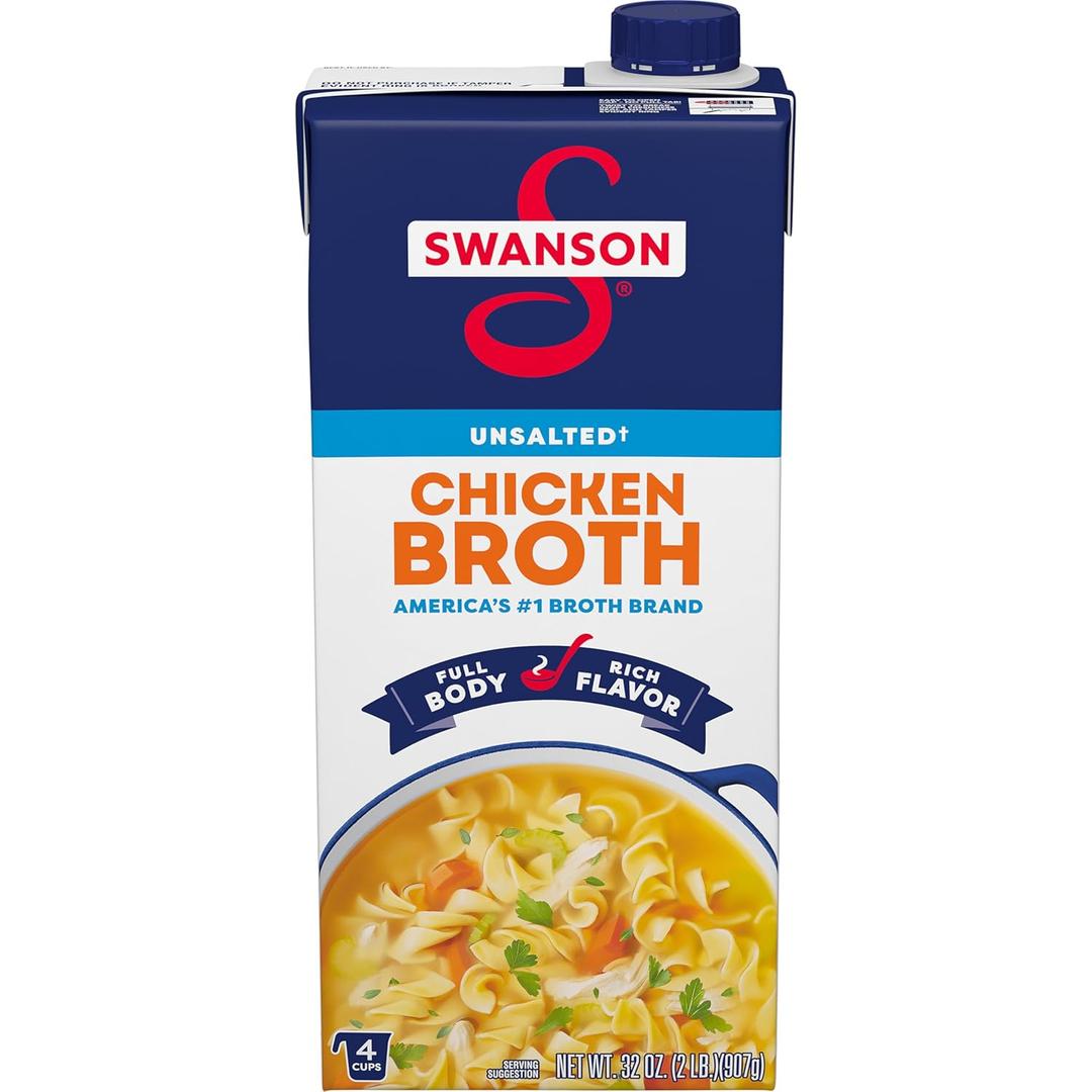 SWANSON S Unsalted Chicken Broth, 32 oz Carton (32 Ounce (Pack of 1))