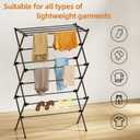 Drying Rack Clothing, 3-Tier Clothes Drying Rack Foldable, Antirust Laundry Drying Rack Collapsible Use for Indoor & Outdoor, 11.8" D x 34.6" W x 35.4" H, Black