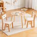 ROBUD Wooden Toddler Table and Chair Set, 2 Height Adjustable Toddler Chair Ages 3-8, Kids Desk for Classroom/Daycare/Home, Children Multi-Activity Table, WG425