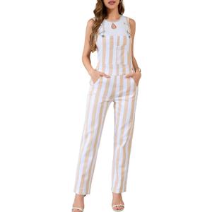 Bindefon Overalls for Women Fashion Jumpsuits Striped Pants Printed Bibs Coveralls White Elephant Gifts (M)
