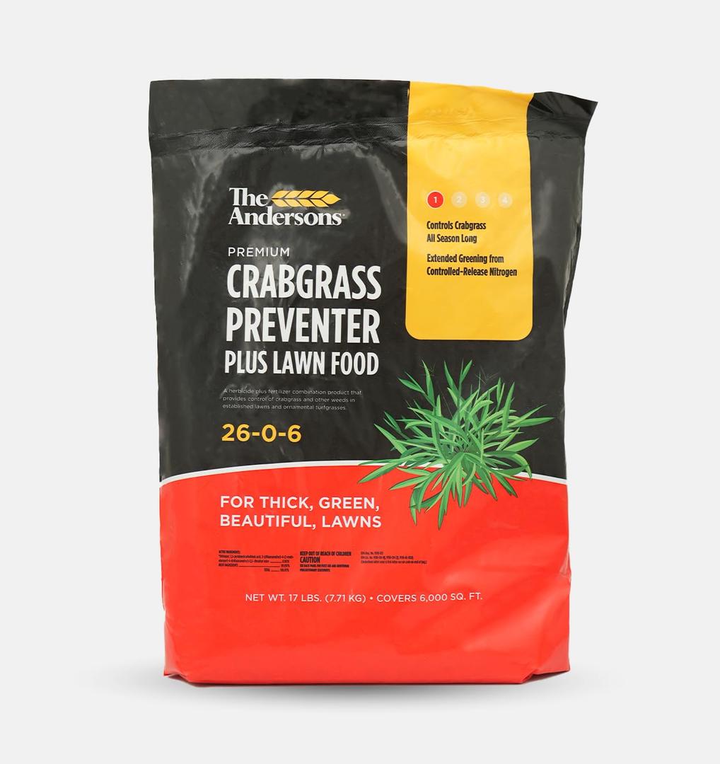 The Andersons Premium Crabgrass Preventer Plus Fertilizer 26-0-6 with Dimension - Covers up to 6,000 sq ft (17 lb)