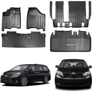 Floor Mat 3 Rows Fit for Toyota Sienna Trunk Mats 2020-2013, All Weather Floor Liners Rear Cargo Liner Protector for Toyota Sienna Accessories 2020 2019 2018 2017 2016 2015 2014 2013（Fit 8 Seater）