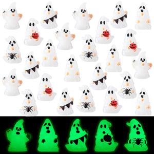 80 Pcs Halloween Glow in Dark Ghost Luminous Mini Resin Ghost Figurines Bulk to Hide Halloween Miniature Figurines Decorations for Landscape Patio Garden Yard Party Village Crafts