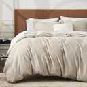 Bedsure Cotton Duvet Cover Set - 100% Cotton Waffle Weave Beige Duvet Cover Oversized King Size, GentleSoft™ and Breathable Bedding Set for All Season, 3 Pieces, 120"x98"