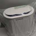 KSSKSS 1.8 Gallons Small White Bathroom Trash Can with Lid, Slim Bathroom Garbage Bin, Removable Liner Bucket, Dog Proof Trash Can with Pop-Up Lid for Bedroom,Toilet