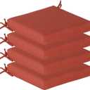 Sunbrella Outdoor Patio Chair Cushions Set of 4, Water-Resistant Stain-Resistant Weather Resistant Patio Seat Cushions Pad with Adjustable Straps,20"x20"x3.1",Sunbrella Canvas Henna