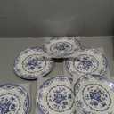 Dinner Plates, Ceramic Plates Set of 6, Kitchen Plates Microwave Safe, White Plate Dessert Blue Floral Plate Porcelain (Blue Rose, 10.5 inch)