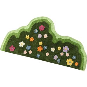 Irregular Cute Green Floral Spring Area Rug,Non Slip Water Absorbent Modern Aesthetic Soft Microfiber Decorative Carpet,Bath Rug Bathroom Shower Floor Mat,Plants Flower Rug Floor Mat for Bedroom (1'11" x 3'11" (Novelty))