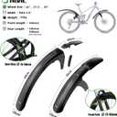 RBRL Bike Fender Set for MTB & E-Bike Full Coverage Mudguards Compatible with 27.5" / 29" Wheels up to 3.0" Durable Splash Guard Against Mud & Water Stable, Tool-Free Installation
