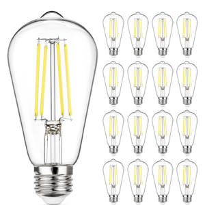 MAXvolador 16-Pack Vintage Edison LED Bulbs 6W, 60W Equivalent Dimmable ST58 Filament Bulb 5000K Daylight White, E26 Base, 850 Lumens