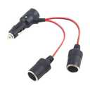 1 to 2 Car Cigarette Lighter Splitter Adapter, Automotive Power Charger Port Socket 2-Way Splitter with On Off Switch, 12V/24V Cigarette Lighter Extension Cable with 15A Fuse