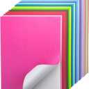 24 Sheets Self Adhesive Cardstock 22 Colors, A4 Printable Colored Sticker Paper for Cricut, Printer, Colorful Cardstock Adhesive Paper for Crafts, Scrapbooking & Party Decor | 250gsm/92lb