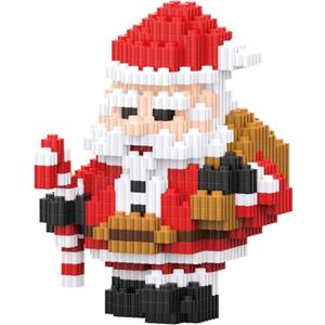 Christmas Building Blocks Santa Claus Compatible for Lego Christmas Micro Blocks Stacking New Toys Holiday Present Box New Year Birthday Gifts for Kids 6-12 Years Old (Santa)