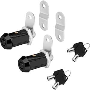 Sissinda RV Storage Locks, Keyed Alike, 1-1/ 8' Fits 7/ 8' Max Door Thickness, Camper Trailer Cabinet Locks (Black 1-1/ 8 Inch 2Pack)