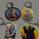 KHAMANHLR (4 PCS) St. Andrew Keychain - Patron Saint of Fishermen and Strength. Crafted From Durable, Transparent Acrylic, Offering Timeless Beauty and Lasting Durability 2 Inches