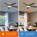TALOYA 52 inch Ceiling Fans with Lights and Remote,Ultra Silent low profile Ceiling Fan with Three Color Temperature and Dimmable Light with Reversible Blades Black Gold