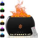 Essential Oil Diffuser,Flame Aroma Humidifier 350ml,RGBW Flame Adjustable Brightness, Light Effect, Silent,White Noise,Auto Off,Gifts(Black)