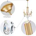 WUZUPS Candle Chandelier 3-Light Pendant Ceiling Light Modern Lighting Fixture for Bedroom Hallway Bar Kitchen Dinning Living Room Bathroom, Gold, E12 Base, 16.1" Wide 23.8" High