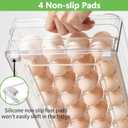 vacane 24 Capacity Egg Holder for Refrigerator Organizer Bins, BPA Free Egg Storage Container with Non-Slip Pads, Space-Saving Egg Tray for Fridge Drawer, 1 Pack-Clear