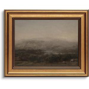 Gold Framed Wall Art Vintage Landscape Canvas Art Farmhouse Dark Picture Moody Wall Decor Antique Prints Rustic Paintings Country Artwork for Bedroom Living Room 8x10 Inch