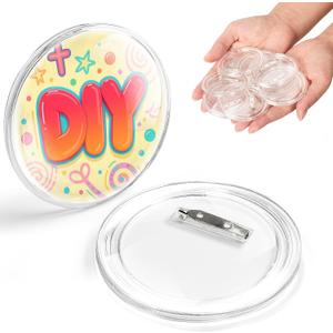 24 Pack 2.36 Inch Clear Button Pins  Photo Button DIY Custom Acrylic Blank Badge Pins for Crafts