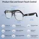 Aviator Smart Glasses for Men & Women, Bluetooth Translation Glasses, 165 Languages, Auto On/Off, Photochromic Lens, AI Glasses for Meeting Analysis, Music, Hands-Free Calls, UV/Blue Light Protection