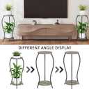 Plant Stand Indoor, 2 Tier Round Tall Plant Stand, Flower Pot Stand, Plant Shelf Rack, Corner Plant Stand for Planter Garden Balcony Patio Living Room, Grey