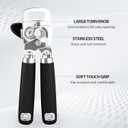 Safring Can Opener Manual, Heavy Duty Stainless Steel Smooth Edge Can Openers With Soft Touch Handle, Oversized Handheld Easy Turn Knob, Multi-Function Bottle Opener, Black