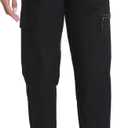 Women's Lightweight Cargo Pants with Pockets Stretchy Quick Dry Hiking Pants for Travel Casual Outdoor (Large, Dark Black)