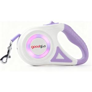 16ft Retractable Dog Leash with LED Light, Nylon Tape Lead for Medium Dogs Up to 60lbs, One-Hand Brake (Purple)