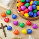 Zubebe 48 Pcs Christian Heart Stress Balls Bulk, John 3: 16 Jesus Loves You Foam Squeeze Balls, Religious Gifts for Sunday School Church Baptism First Communion Easter Vbs Party Favors (Multicolor)