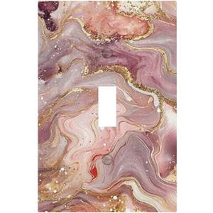 Pink Gold Marble Luxury Ombre Texture 1 Gang Modern Abstract Light Switch Covers Single Toggle Wall Plate Decorative Switchcover Electrical Switchplate Bathroom Bedroom Decor