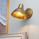 Yosoan Set of 2 Indoor Reading Wall Sconce with On Off Switch, Hardwired Brass Vintage Industrial Wall Mount Metal Fixture Lamp with 6.89" Bowl Antique Metal Shade Bedside Bunk Vanity Light(Antique)