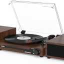 Vinyl Record Player with External Speakers BT 5.3 Wireless Turntable Portable with 3 Speed USB Vintage Wooden Coffee