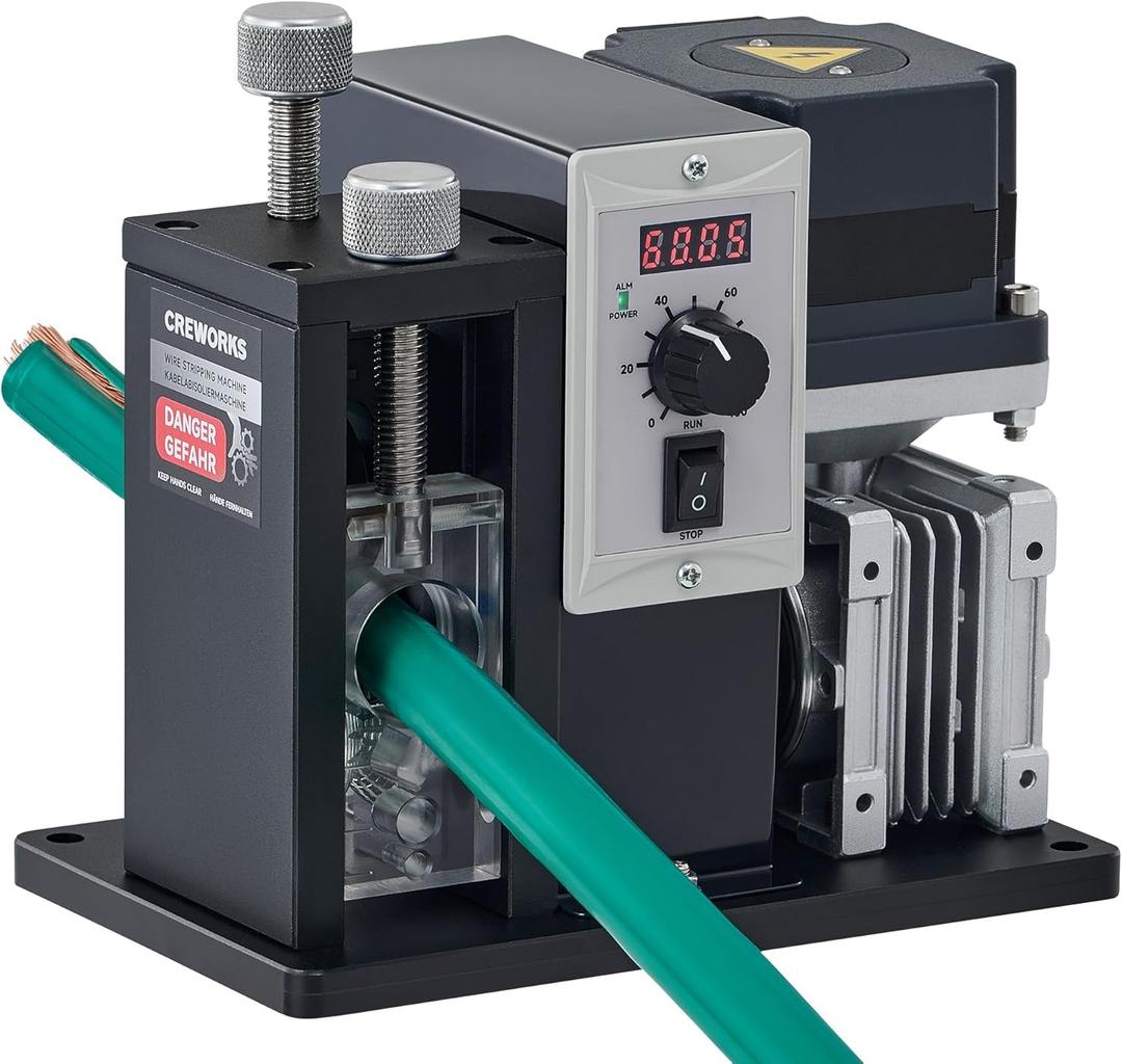 CREWORKS 200W Automatic Wire Stripper Machine, Speed Adjustable Electric Wire Stripping Machine with Real-Time Speed Display, Cable Stripper Machine for 0.04-1 in. Copper Wire Peeling Recycling