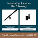Modern Aluminum Handrail Grab Bar Kit, Adjustable Steel Brackets Included, Returns to Wall, Powder Coated Finish (Black, 5 Foot Handrail Set)