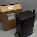 Small Dog Poop Trash Can Outside Soft Close Odor Filter&Step Pedal, 5L/1.3 Gal Stainless Steel Black Bathroom Garbage Can with Lid Inner Bucket,Slim Metal Waste Basket- Bedroom Office Cat Poop