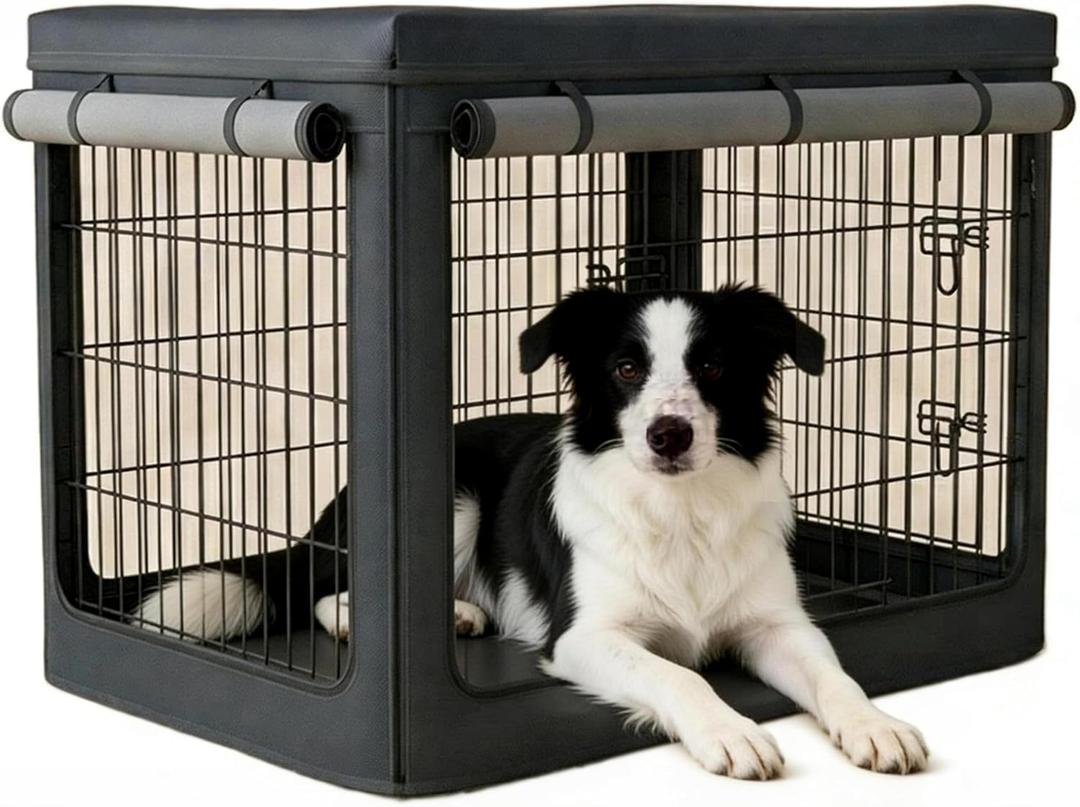 Dog Crate Cover, Fits Most 36-inch Dog Crates, with Detachable Top & Breathable Mesh,1680D Waterproof Oxford Cloth (More Durable and Heavy Duty), Waterproof Dog Kennel Cover, Black