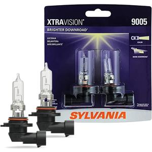 SYLVANIA - 9005 XtraVision Halogen Headlight Bulb - High-Performance Car Headlight - Halogen Light with No Glare - for Automotive - 2 Bulbs