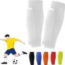 Shin Defender Shin Guards Kids, Soccer Shin Guards for Youth Adult, Lightweight Calf Protective Gear for Football Soccer with Honeycomb Pads (Medium, White)