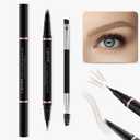 Eyebrow Pencil,2-in-1 Waterproof Eyebrow Pen with 4 Tip Brow Pen and Ultra-Precise Brow Pencil,with Dual-ended Eyebrow Brush,Eyebrow Makeup for Natural Looking Eyebrows - Taupe