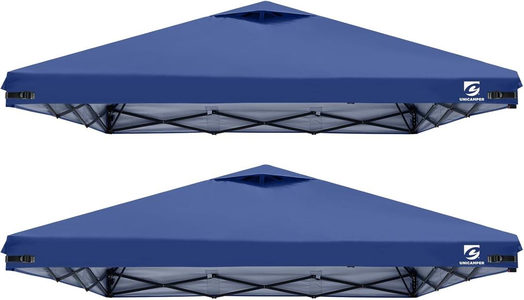 2PCS 10x10 Pop Up Canopy Replacement Top Cover with Air Vent for Straight Leg Canopy Tent, Waterproof for Outdoor Garden Patio Camping Sun Shade(Top Only) (Dark Blue)